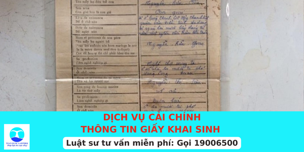 Dịch vụ cải chính thông tin giấy khai sinh