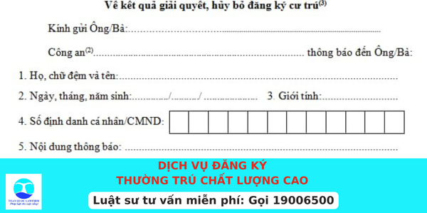 Dịch vụ đăng ký thường trú chất lượng cao