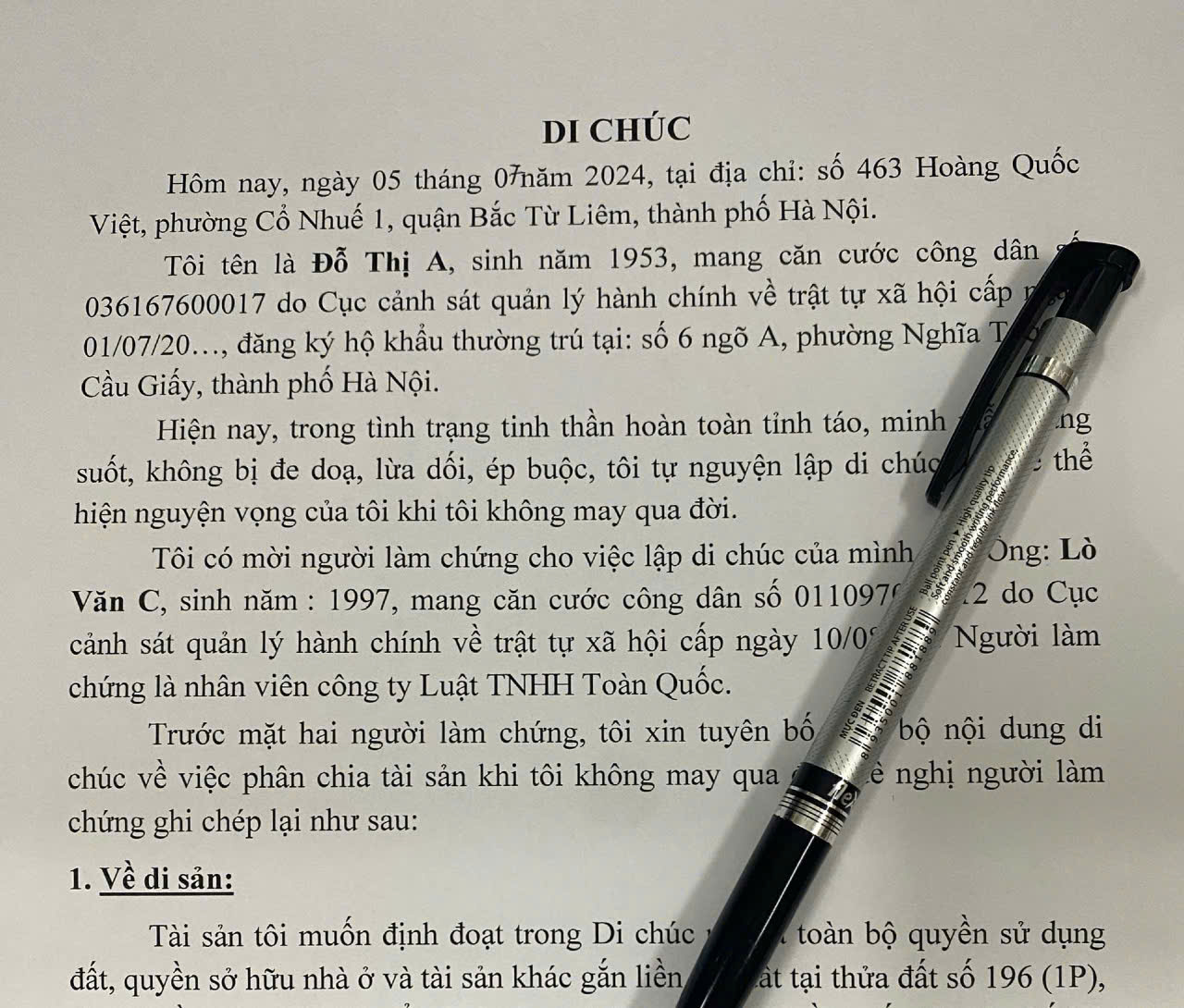 dịch vụ soạn thảo di chúc toàn quốc