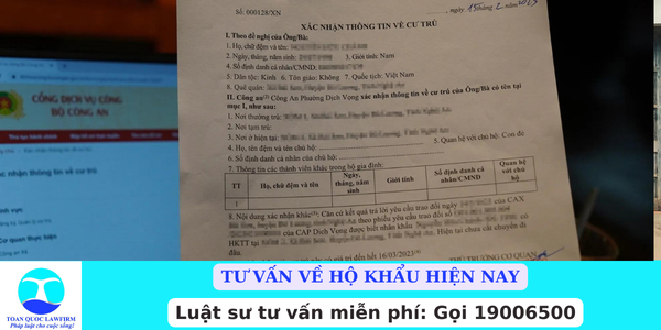 TƯ VẤN HỘ KHẨU HIỆN NAY