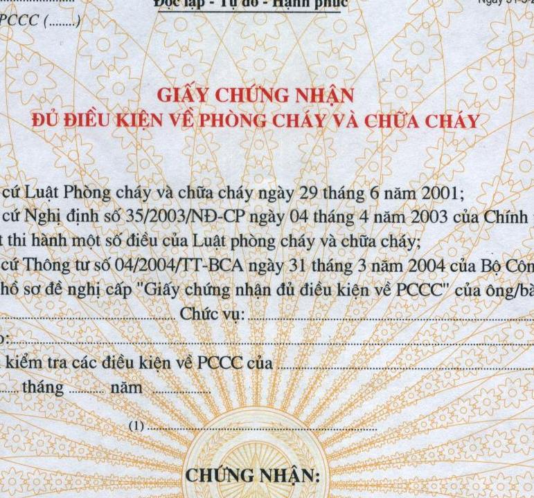 Thủ tục được công nhận đảm bảo điều kiện về phòng cháy chữa cháy