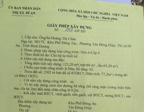 giấy phép xây dựng