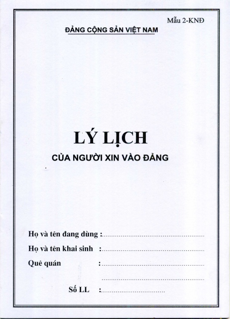 Hướng dẫn khai lý lịch người xin vào Đảng năm 2018 - Luật Toàn Quốc