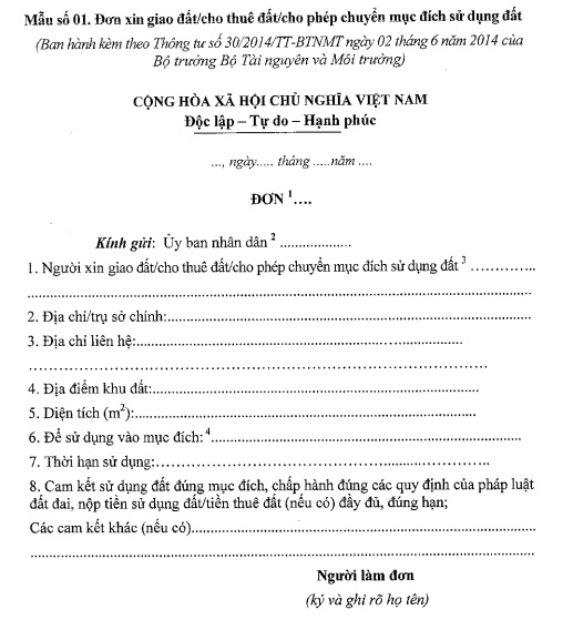 Kê khai mẫu đơn xin chuyển đổi mục đích sử dụng đất Kê khai mẫu đơn xin chuyển đổi mục đích sử dụng đất