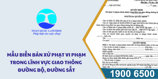 biên bản vi phạm hành chính trong lĩnh vực giao thông đường bộ